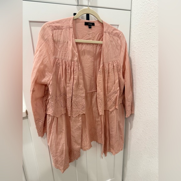 Very J Peach Lace Accent Blouse - Picture 1 of 4